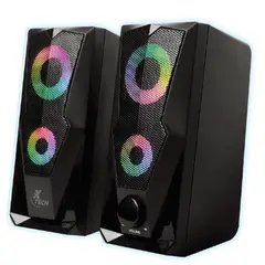 XTECH - Parlantes Estéreo 2.0 XTS-131 FireShot con Luces LED, Conexiónes USB/3.5mm