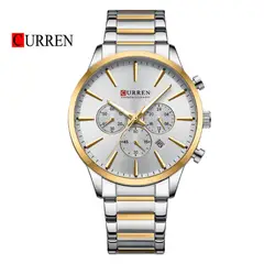 CURREN - Reloj Cronógrafo 8435 Para Hombre Plateado Bicolor
