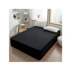 PASTELL - Sabana ajustable y 2 fundas cama doble negro 35 cms