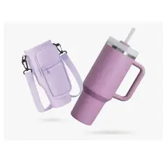 INNOVA - Termo Acero Inoxidable 40oz Con Funda Porta Termo Ajustable Lila