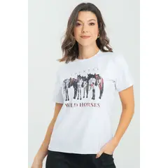 RAGGED - Camiseta horses Blanco