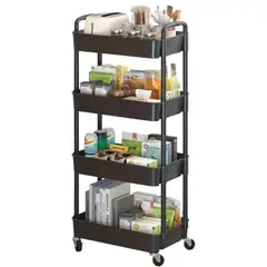 GENERICO - Mueble Organizador Móvil 4 Niveles Estante Multiusos con Ruedas