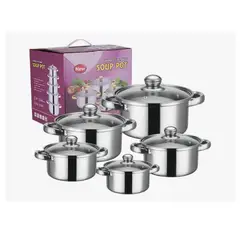 INNOVA - Juego De Ollas 10 Piezas Con Tapa De Vidrio Templado Para Cocina