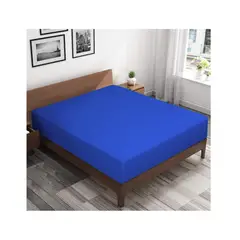 PASTELL - Sabana ajustable y 2 fundas cama queen azul rey 35 cms