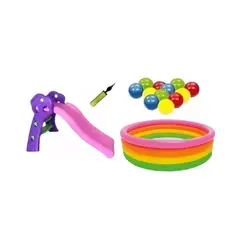 INTEX - Combo Piscina 168cm + 200 Pelotas + Deslizador Rosa