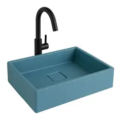 BUBINGA - Lavamanos rectangular Concreto GFRC color Turquesa 38x26x9cm