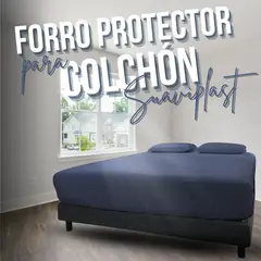 GENERICO - FORRO COLCHON DE CAMA SEMIDOBLE SUAVIPLAST C4 AZUL OSCURO