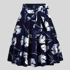 YURELKSHOP - FALDA MIDI SEMICAMPANA RAYÓN MUJER MULTICOLOR