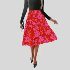 YURELKSHOP - FALDA MIDI SEMICAMPANA RAYÓN MUJER MULTICOLOR