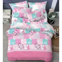 SIRENITAS - Juego de sabanas Cama Semidoble Mariposa Cuadros Rosa