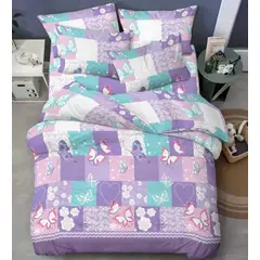 SIRENITAS - Juego de sabanas Cama Semidoble Mariposa Cuadros Lila