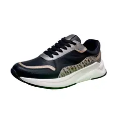 EVEGONZ - Tenis Deportivo Negro Zapato de Cuero Para Mujer