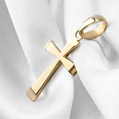 GLEAM GOLD - Dije Charm Unisex Cruz Lisa en Oro Laminado 18K