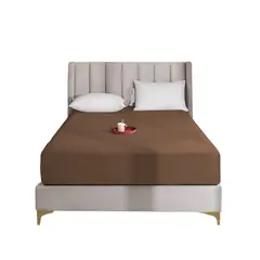 PASTELL - Sabana ajustable y 2 fundas cama queen café 35 cms