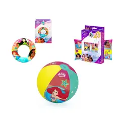 BESTWAY - Combo 3 En 1 Flotadores Brazos, Aro Y Pelota Princesas Disney