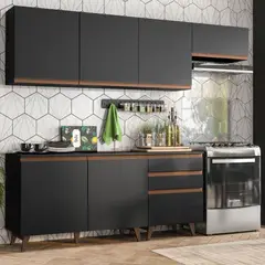 MADESA - Cocina Integral Reims 250 m con Encimera Negro 02 - Negro