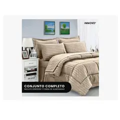 INNOVA - Edredón Microfibra Para Cama Queen Tela Suave Innovo Beige