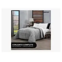 INNOVA - Edredón Microfibra Para Cama Sencilla 2 Fundas Tela Suave Gris Claro