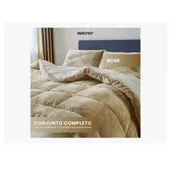 INNOVA - Cubrelecho Ovejero Cama Queen Suave Reversible 2 Fundas Premium Beige