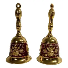 HINDU - Campana De Mano Antigua Bronce Rojo Oro