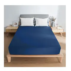 PASTELL - Forro de colchón antifluidos cama semidoble color azul oscuro 20 cms