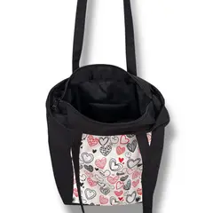 XIAN SHOES - Bolso en lona corazoes negro