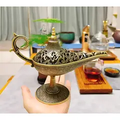 HINDU - Lampara De Aladino Mesa Grande Para Incienso Bronce