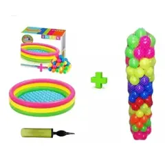 INTEX - Piscina Inflable 147 cm x 33 cm + 300 Pelotas Neón + Inflador