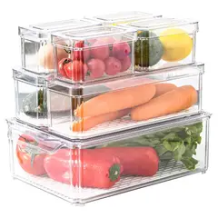 GENERICO - Set 7 Contenedores Organizador Nevera Cocina Con Tapa Transparente