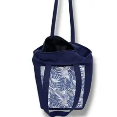 XIAN SHOES - Bolso en lona hojas azul