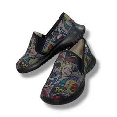 XIAN SHOES - Tenis Ultralivianos Mujer caricatura negra suela negra