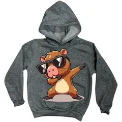 BRYKE - Buzo Hoddie Capota Niño Capibara Gafas gris