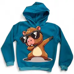 BRYKE - Buzo Hoddie Capota Niño Capibara Gafas azul