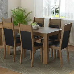 MADESA - Juego de Comedor Bahamas Con 6 Sillas MarronNegro - Marrón