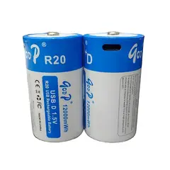 GENERICO - Pila Bateria Grande Tipo D R20 1200mwh Recargable Usb C Goop
