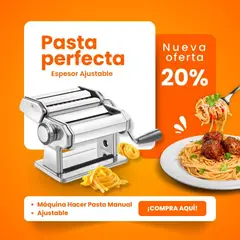 GENERICO - Maquina Hacer Pasta Manual Rollera Espesor Ajustable Diseño Compacto