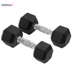 HOMESALE - Par de Pesas Hexagonales 10 lbs Encauchetadas 20 Lbs en Total