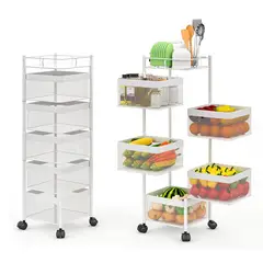 GENERAL - Carro Organizador Metálico 5 Niveles Ruedas Multifuncional