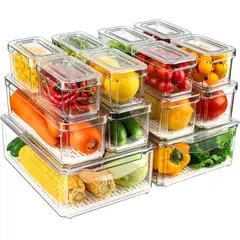 ONE PIXEL - Organizador Nevera Cocina Set 14 Contenedores Con Tapa