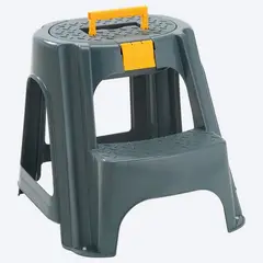 RIMAX - Escalesilla de 2 Niveles con Tapa Organizadora Gris 5292