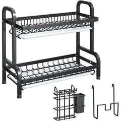 DAYOSHOP - Estante Escurridor De Cocina Para Platos En Hierro 2 Niveles