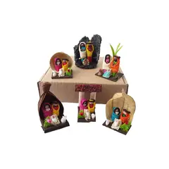 ARTESANAL - PESEBRES EN MINIATURA DE COLECCIÓN EN FIBRAS NATURALES X 6 UNIDADES