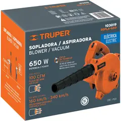 TRUPER - Sopladora Aspiradora Eléctrica 650 W Diseño Ligero Y Ergonomico