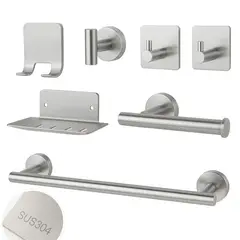 OEM - Set Accesorios Para Baño en Acero Inoxidable Juego Bano X 7 Pzs