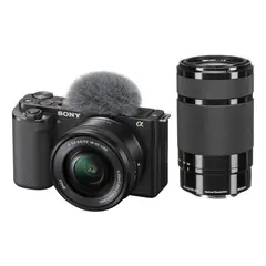 SONY - Cámara Sin Espejo Zv-e10 Con Lente 16-50mm Y 55-210mm