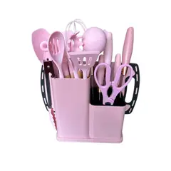 GENERICO - Set Utensilios Para Cocina 19 PCS En Silicona y Madera