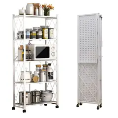 GENERAL - Estante Plegable Metálico Ruedas 150x65x34 Blanco MU-OR4