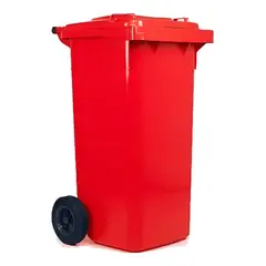 GENERICO - Contenedor de basura CDR con Ruedas 120 Litros Rojo