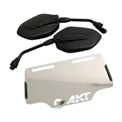 GENERICO - Par de Espejos retrovisores nkd-evo mas Porta placa akt