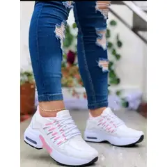 NACIONAL - Tenis Blanco Rosa Dama Zapatillas Zapatos Mujer Lindos Moda Casual